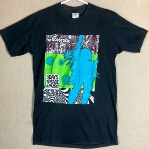 Vintage Woodstock 3 Days of Peace‎ & Music Graphic Print T Shirt size L